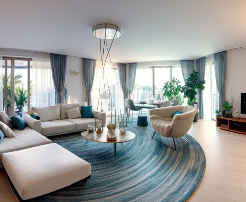 Panorama of luxury living room Generative AI