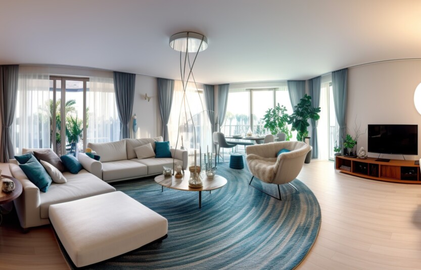 Panorama of luxury living room Generative AI Panorama of luxury living room Generative AI